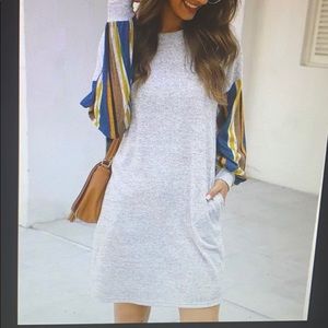 Gray sweater dress with sleeves